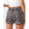 Shorts de Verano Casual para Mujer con Cintura Elástica, Estampado de Leopardo, Cintura Media-Alta