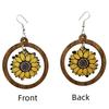 Sunflower Vintage Wooden Jewelry: Retro Large Earrings