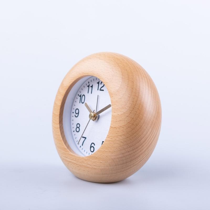 Elegant Wood Frame Alarm Clock with Arabic Numerals Backlights Quiet