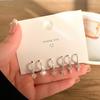 Sweet and Cool Jewelry Ins Cold Wind Love Ring Six-piece Set of Earrings, Personalized Ear Buckles, High-end Card Earrings.