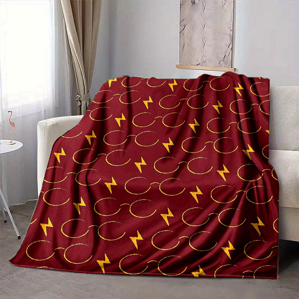 1pc Harry Potter Flannel Throw Blanket - HD Printed Lightweight Soft Warm All-Season Blanket for Sofa, Bed, Travel, Camping 046