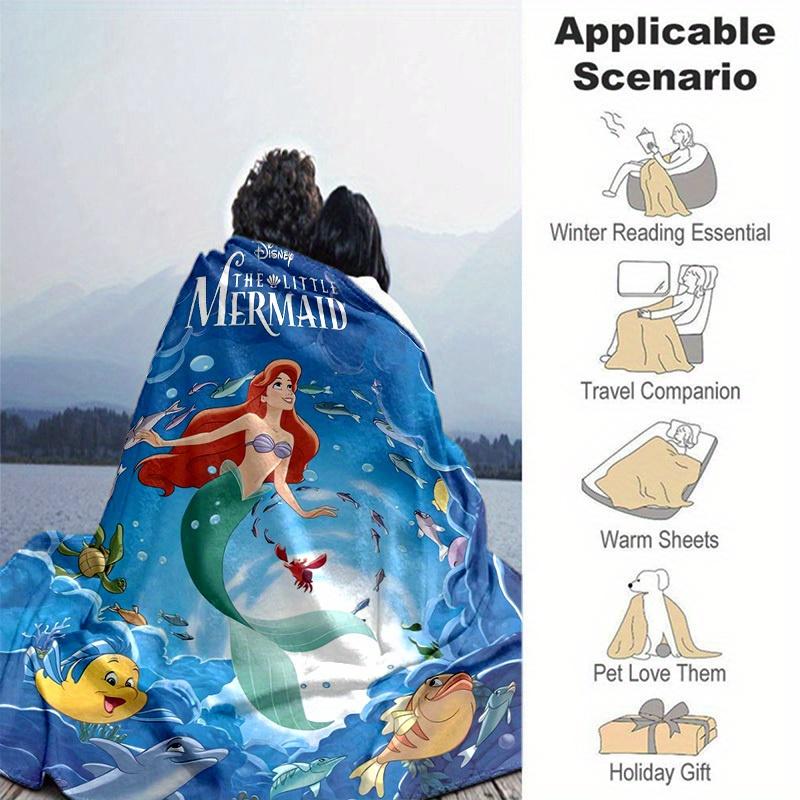 1pc, Disney The Little Mermaid Ariel Home Decor Throw Blanket Soft Coverlet for Couch, Bed, Car, Travel, Camping, Office Nap, Gift Idea