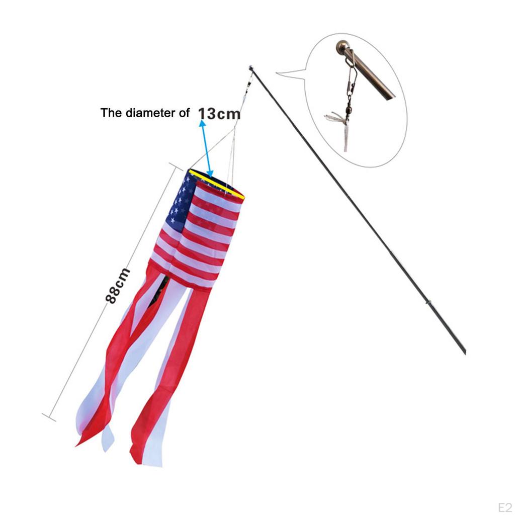 Flag Windsock USA Patriotic Wind Socks Decorations Outdoor Hanging Memorial Decor School Educational