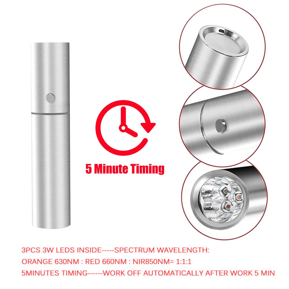 

Ручной инфракрасный светотерапевтический фонарь терапевтическая лампа 630 нм 660 нм 850 нм светодиодное устройство красного света серебряный