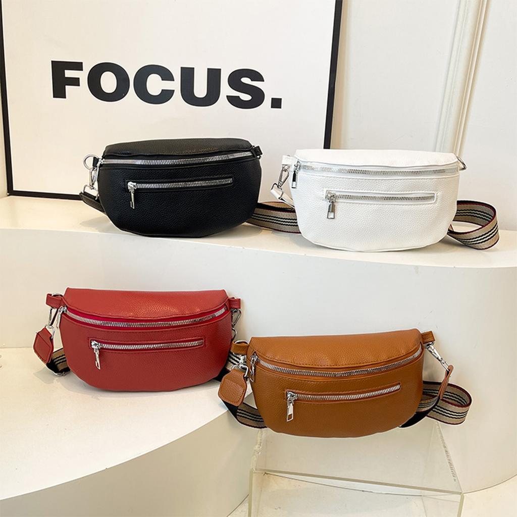 Vintage Pu Leather Crossbody Bag Adjustable Belt Women'S Chest Bag With Multi-Pockets For Commute And Casual Style Shoulder Bag