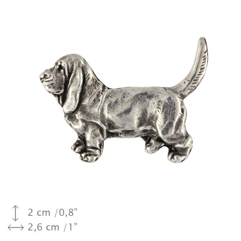 Basset Hound I  - Silver-plated dog brooch, elegant pin, jacket lapel decoration by Art-Dog brand
