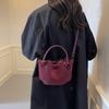Samt Einfache Hochwertige Damen Umhängetasche Einfarbig Vielseitige Mode Schultertasche Weiche Pendler Eimer Handtasche