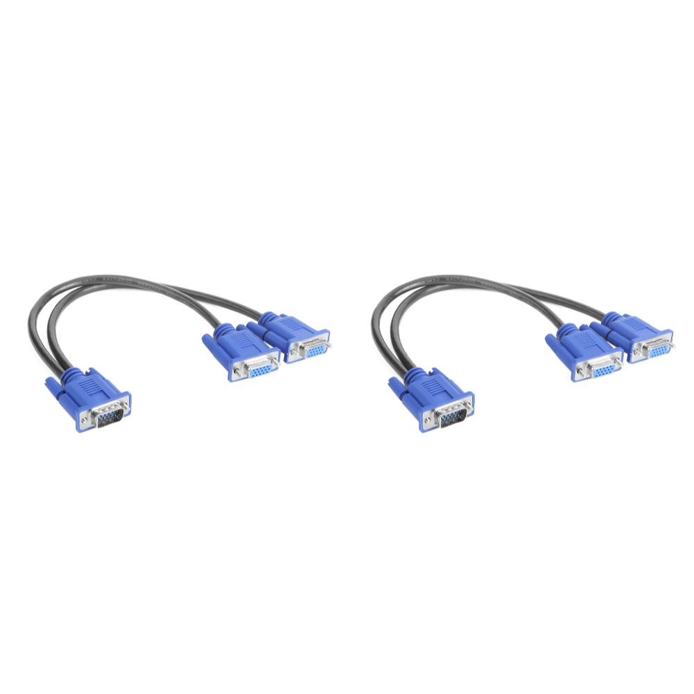 ALLOYSEED 1 Male VGA To 2 Female VGA Splitter Cable 2 Way VGA  Monitor Dual Video Graphic LCD Y Splitter Cable