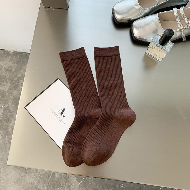 White Pile Socks, Women's Summer Cotton Socks, Thin Mid-calf Socks, Grey Long Socks, Spring and Autumn Matching, German Training Shoes, Socks Trend