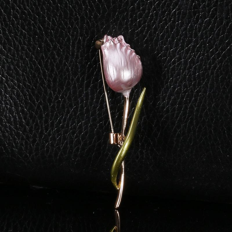 Enamel Tulip Brooches For Women Flower Wedding Office Party Brooch Pins Gift