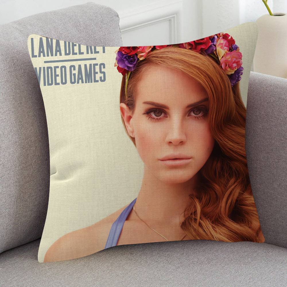 Singer Lana Del Rey Cute Cartoon Twodimensional Pillowcase Bedroom Sofa Cushion Cover Nap Pillow Cover