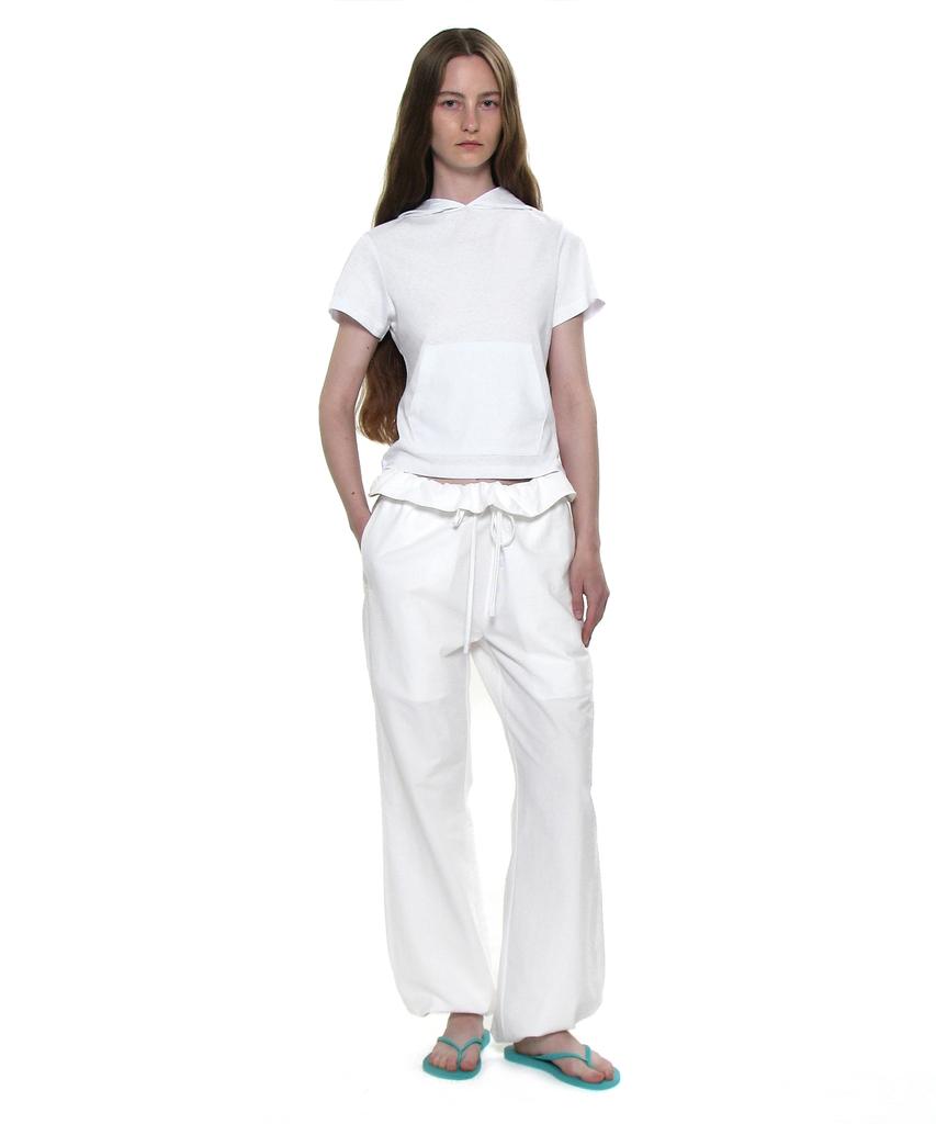 PARTIMENTO WOMEN Two-Way Frill Turnover Waist Pants_White