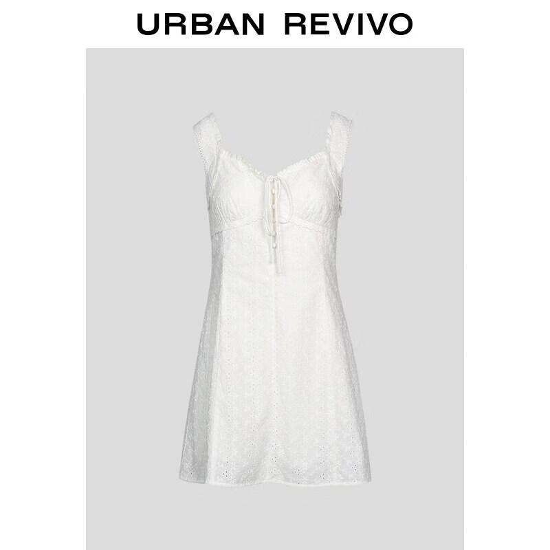 UR2026 Women s Floral Embroidered Tie-Up Mini Dress L