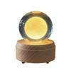Świecąca Kryształowa Kula Lampka Nocna z Drewnianą Podstawą - Kreatywny Prezent Świąteczny i Dekoracja Biurka