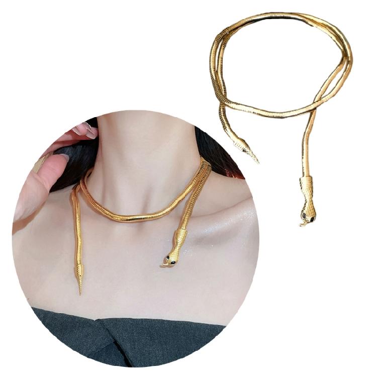Fashionable Gold/Silver Snake Necklace Versatile Snake Necklace Neck Chain With Two Wearing Options For Chic Outfits