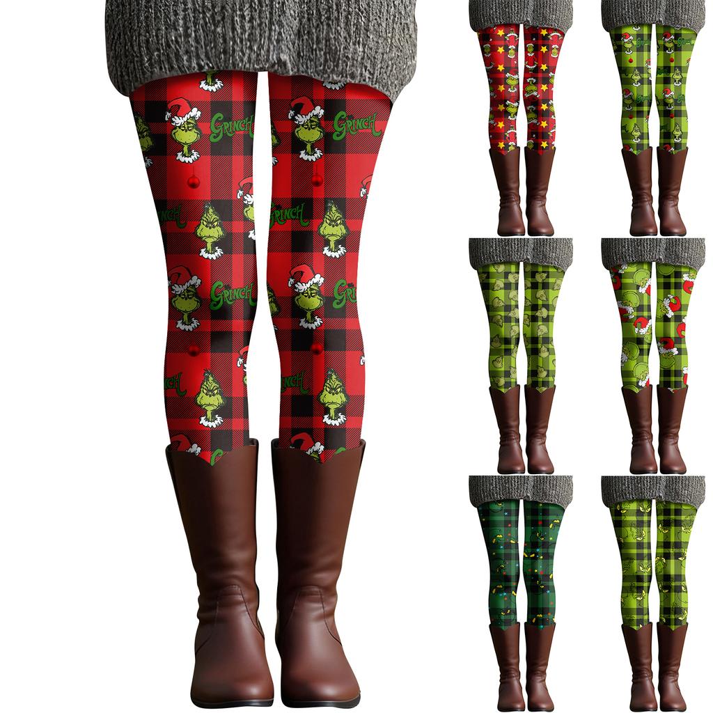 Women's Casual Fashion Outdoor Christmas Printed Slim Elastic Yoga Pants Cropped Pants