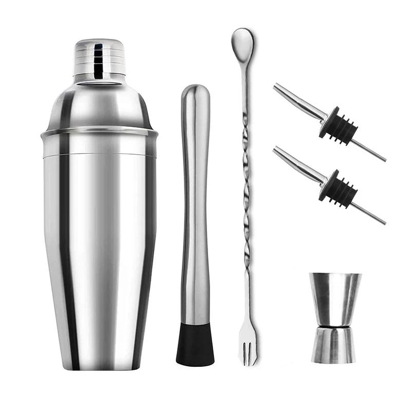6/9pcs Stainless Steel Cocktail Shaker Bartending Tools Bartender Kit Martini Sharker Drink Mixer Set With Storage Bag 550ml