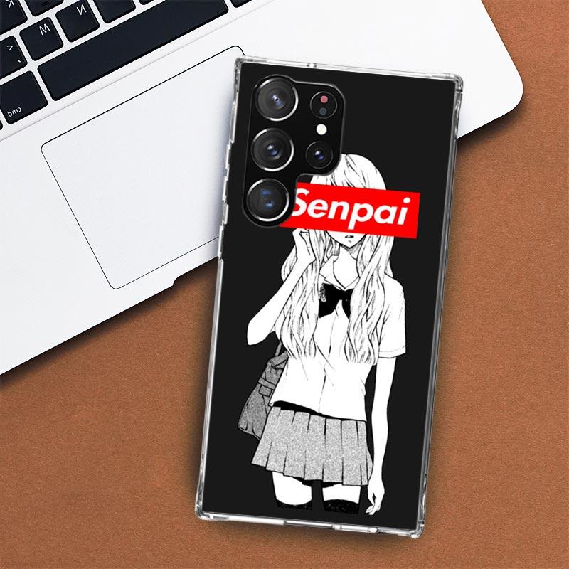 Sugoi Senpai japonské pouzdro na telefon Anime Waifu pro Samsung Galaxy S24 S23 S22 Ultra S21 S20 Fe S10 Plus S10E S9 S8 + Shell Coque