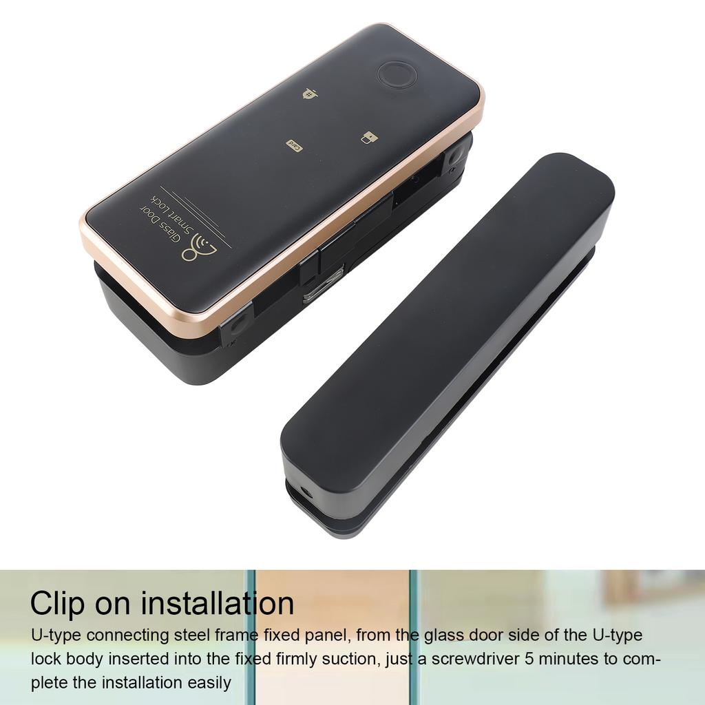 Smart Glass Door Safety Lock Glass Door Fingerprint Password Lock Keyless Door Entry Lock with Attendance for Home Office