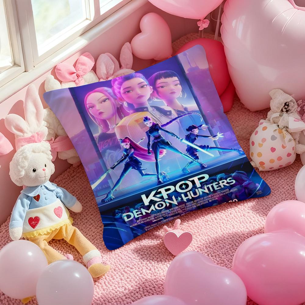 

K-Pop Demon Hunters Pillow Case Soft Plush Fabric Double-Sided Printed Cushion Cover Warm Winter Sofa Pillow Case for Home 12x12Inch