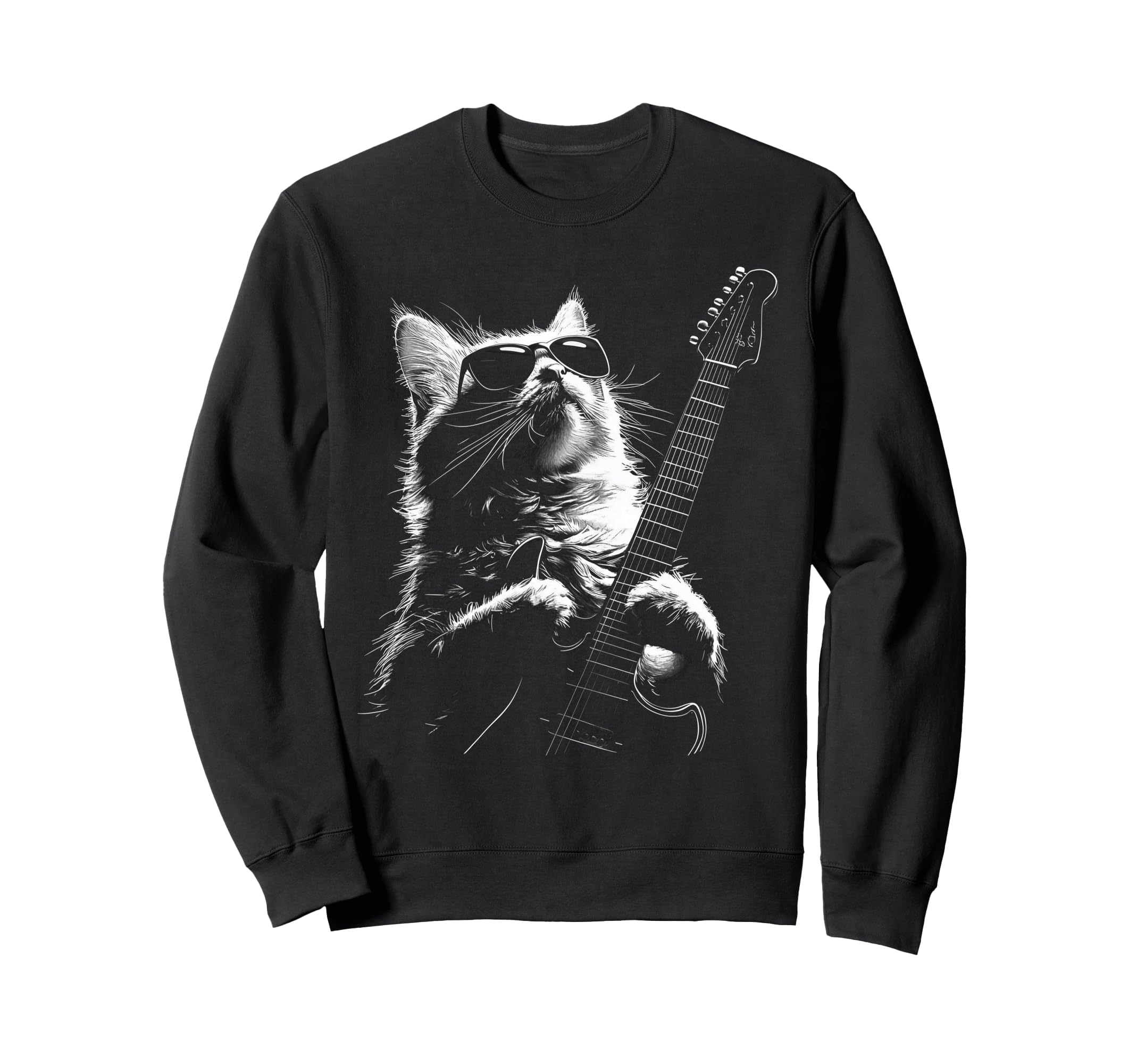 

Rock Cat with Guitar and Sunglasses Cat Music Cat Electric Guitar Rock Cats Sweatshirt