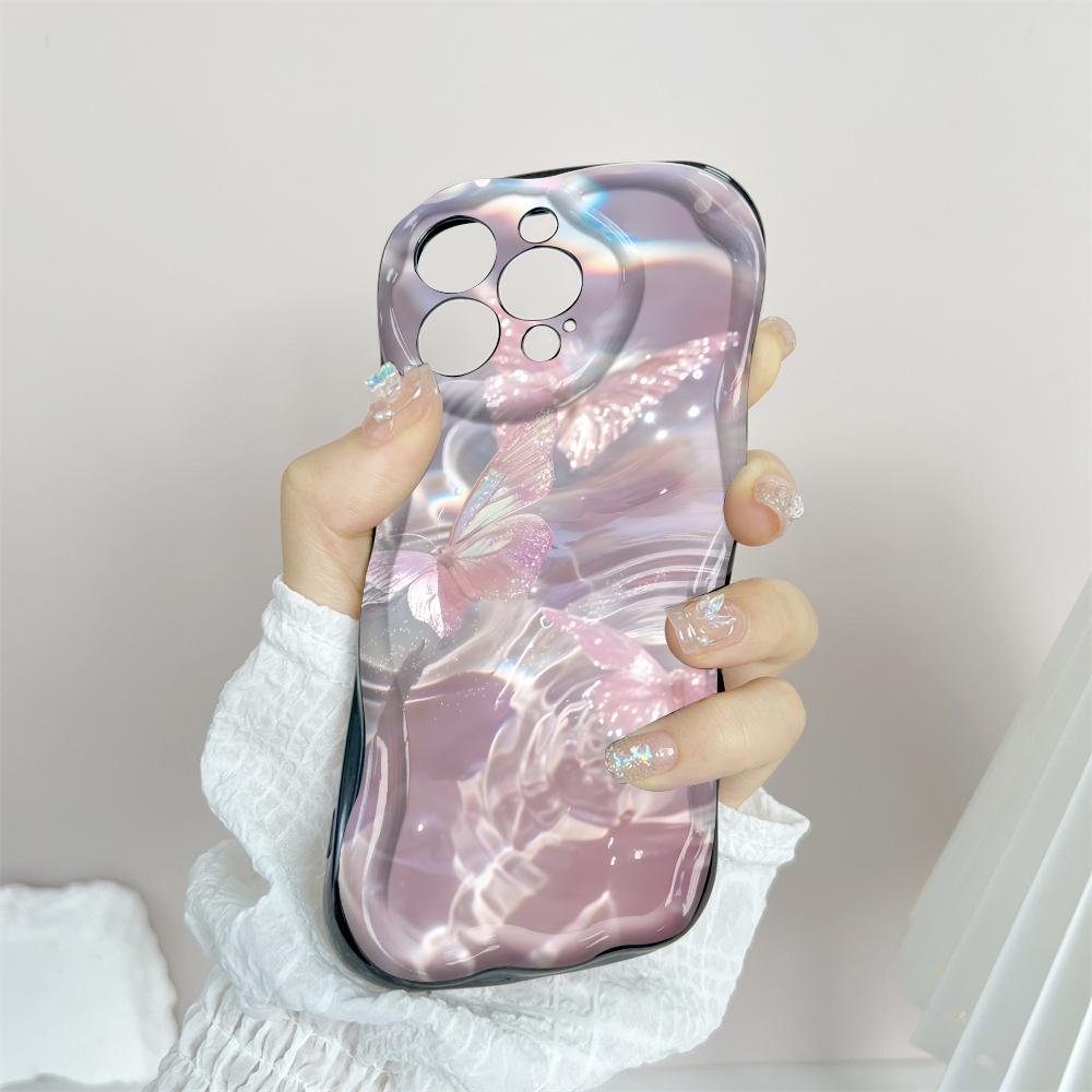 Cartoon Pattern Cream Texture Casing Wavy Edge Soft Silicone Cover Phone Case for IPhone Samsung Huawei Honor Xiaomi Redmi Infinix Tecno