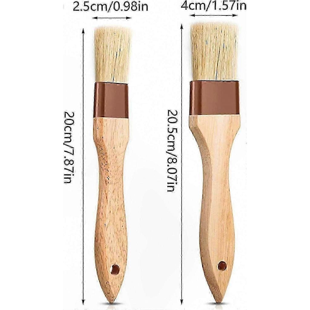 Natural Bristle Pastry Brushes with Long Wooden Handle for Cooking, Baking, and Grilling