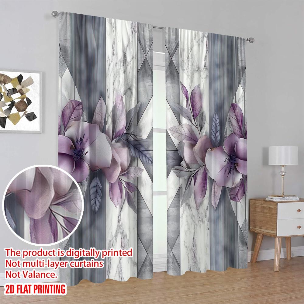 2D flat printing 2pcs Drapes Geometric Floral Blackout Polyester Party Decorations Suitable for All Occasions decorate