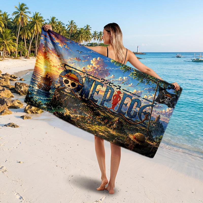 One Piece Printed Swim Towel, Portable Water Absorbent Towel for Beach Camping Daily Bathroom Use