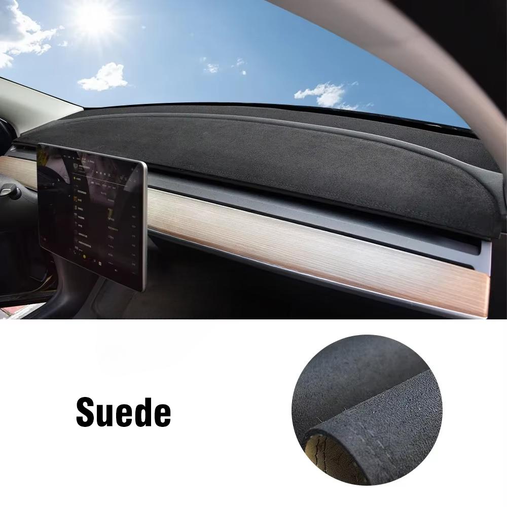 Suede Leather Dashmat Car Dashboard Cover Pad Dash Mat SunShade Carpet Accessories For Tesla Model 3 Model Y 2017-2025 2025 2025
