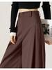 Women's High-Waisted Khaki Wide-Leg Pants with Side Pleats - Slimming, Trendy Fashion for Spring & Autumn 2025
