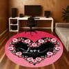 1pc Heart Love Round Chair mat office Area Rug - Non-Slip, Floor Mat for Office, Bedroom, Ideal home decor gift c0112034