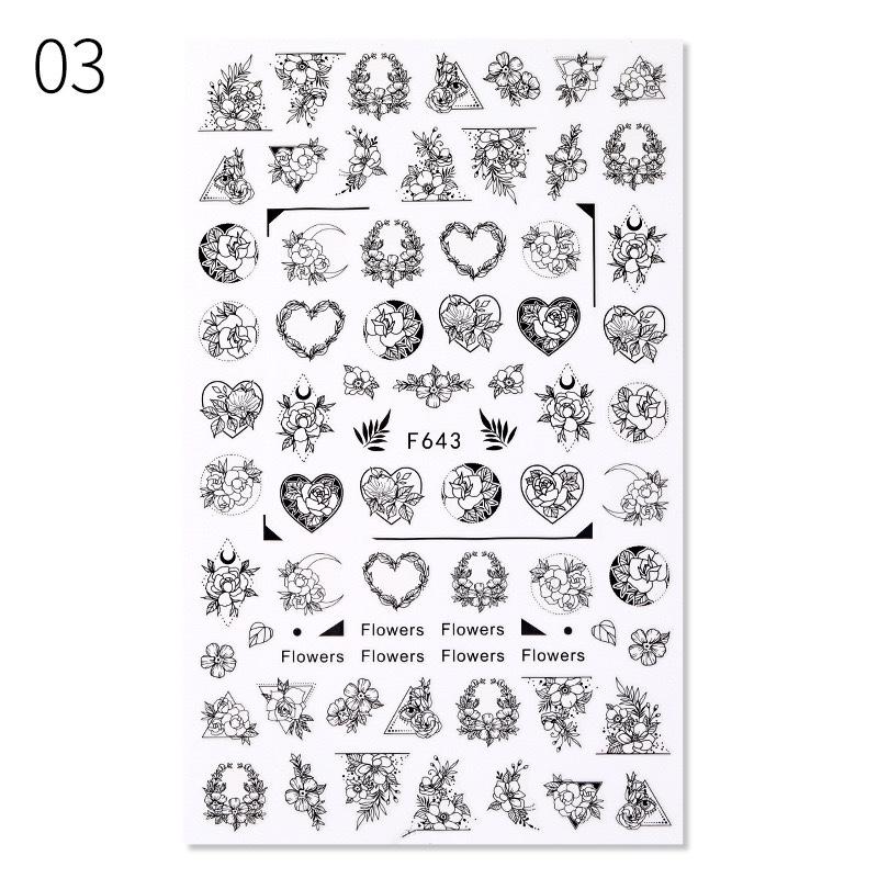 Nail Art Trend Stickers Černobílé romantické obtisky