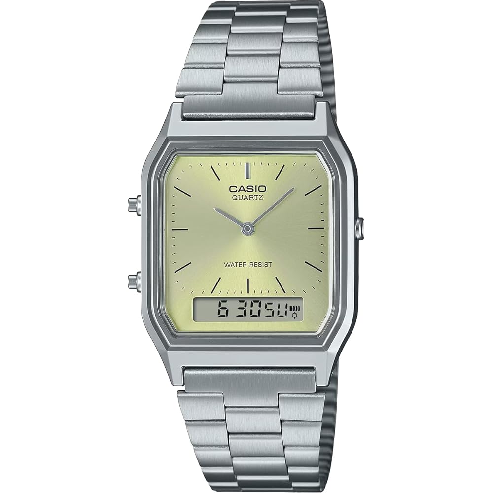 

Casio Ana-Digi Vintage Series Quartz Watch AQ-230A-9AMQY Unisex Dual Time Lime Yellow