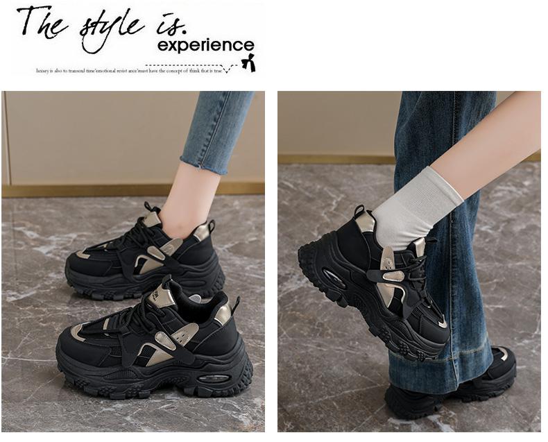 Spring and summer girls' double mesh thick soled dad shoes
