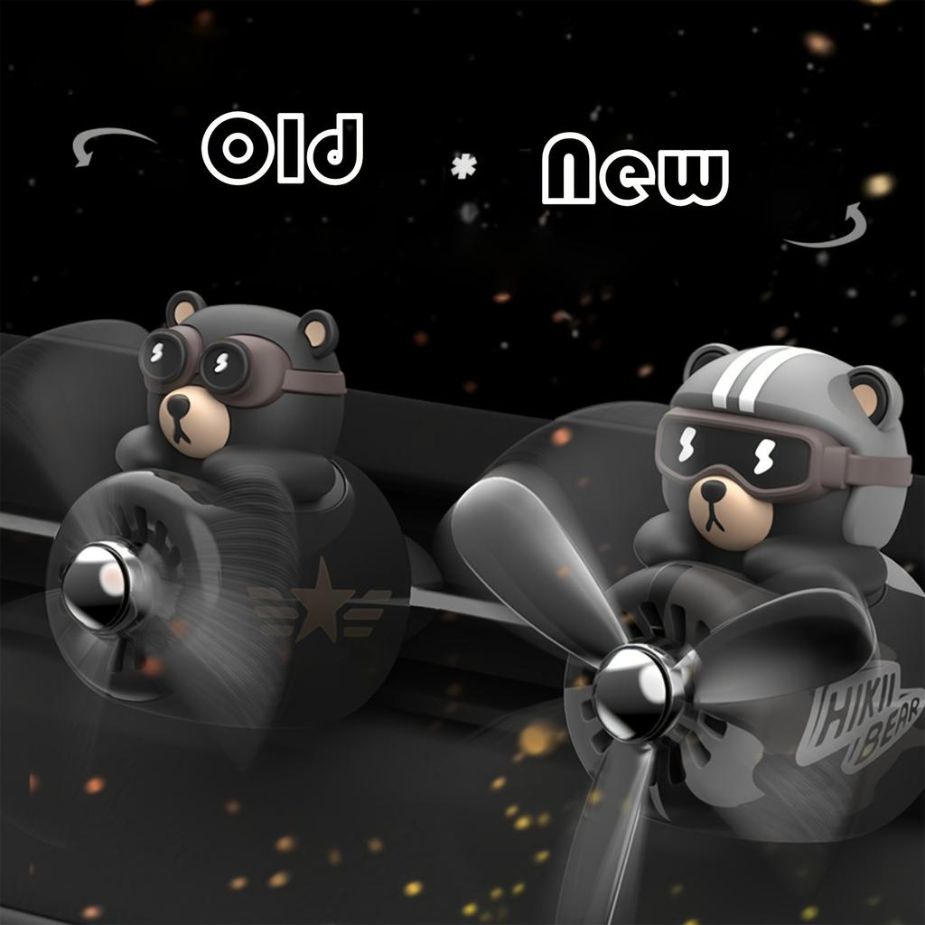 Car Air Freshener Cute Cartoon Bear Pilot Car Diffuser Rotating Propeller Automotive Air Outlet Fan Creative Car Perfume Decoration Car Accessories