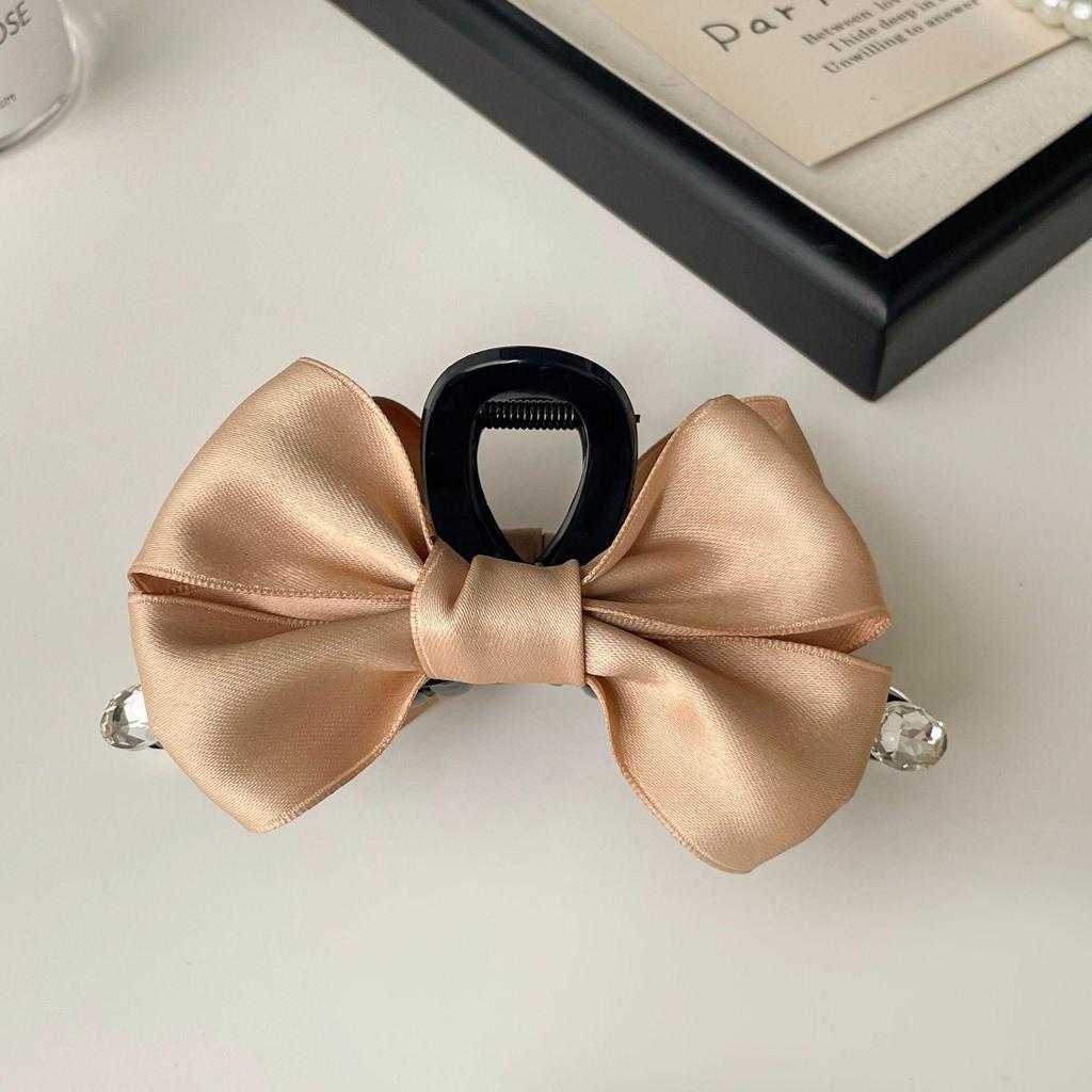 Diamond-Studded Ribbon Bow Hair Clip - Luxury Autumn Fashion