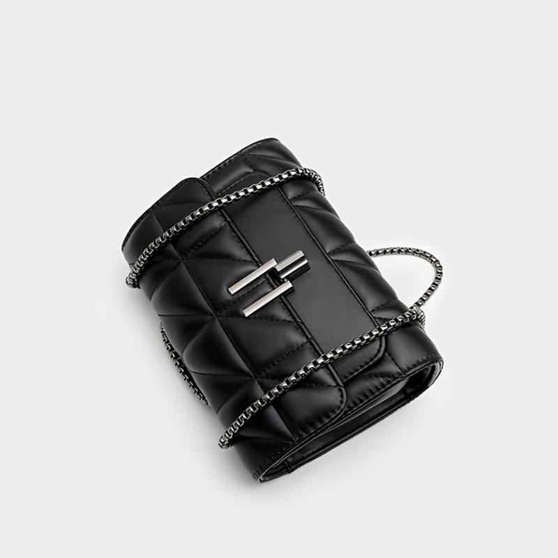 Dámská černá mini kostkovaná crossbody taška přes rameno
