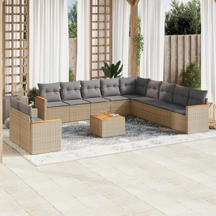 VidaXL Garden Lounge Set with 12 Pcs Cushions, Patio Sofas, Patio Furniture Set, Outdoor Furniture, 3226136