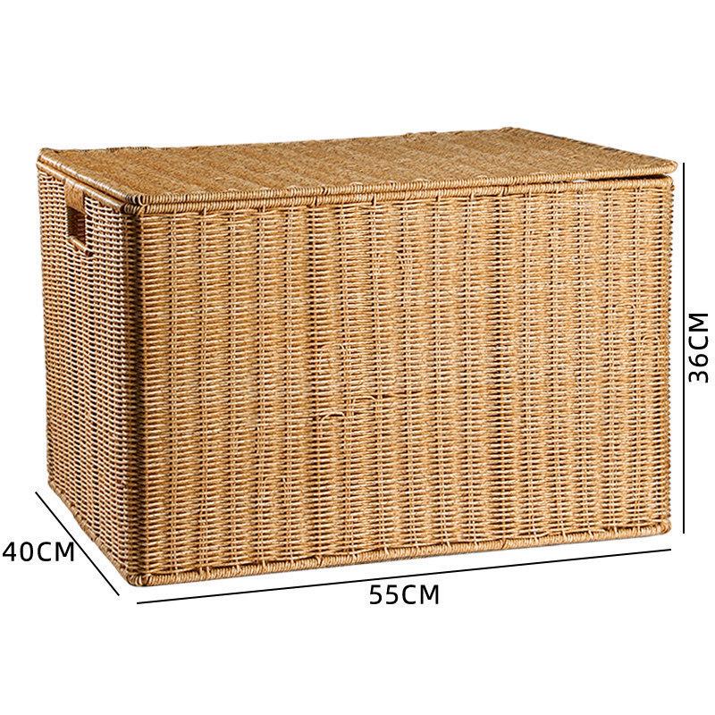 Extra großer Aufbewahrungskorb aus geflochtenem Rattanimitat mit Deckel für Kleidung