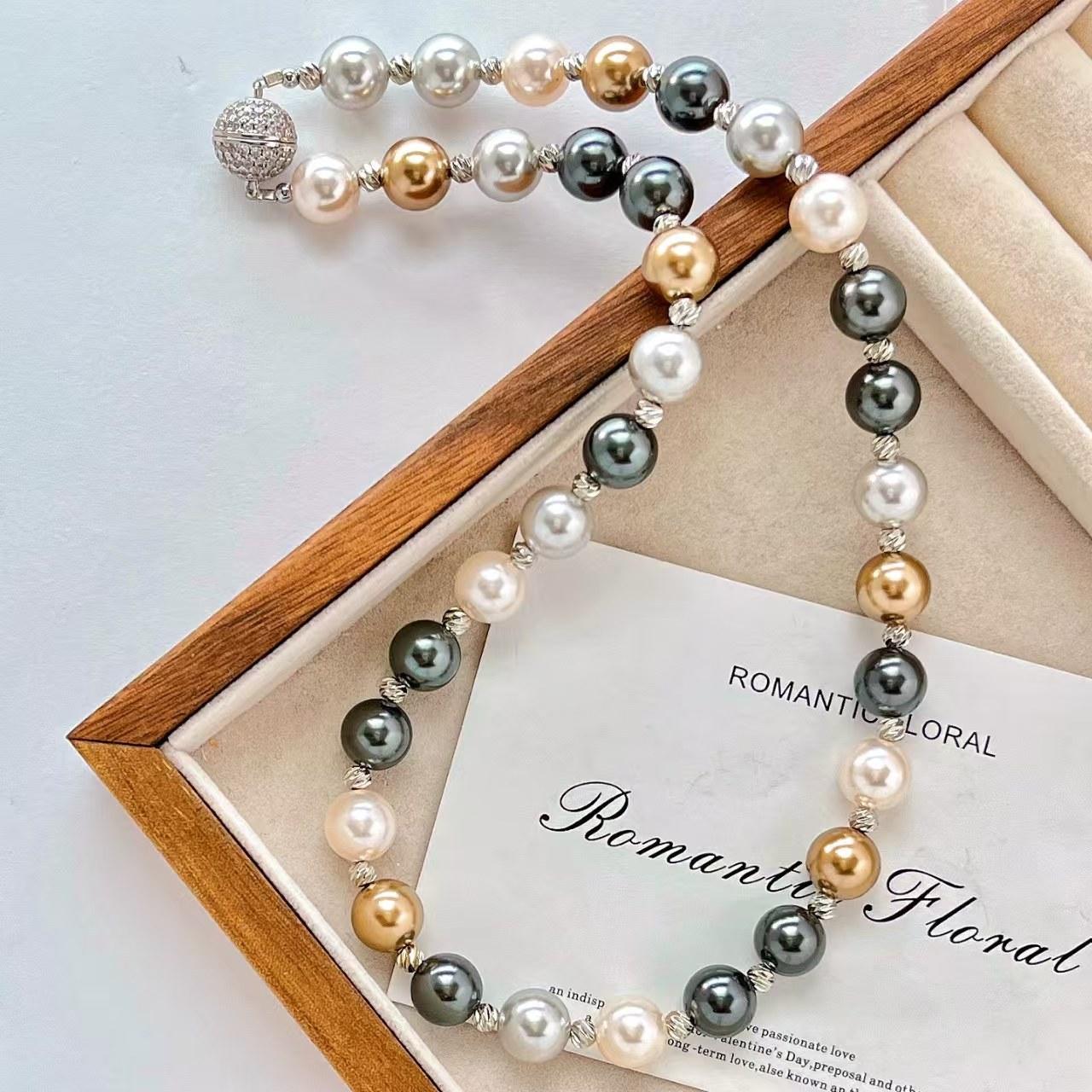 

Vintage Design Sense Mixed Color Candy Faux Crystal Pearl Collarbone Chain Necklace