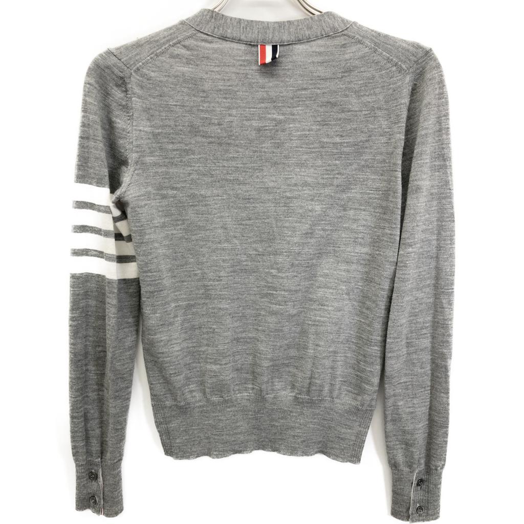 THOM BROWNE FKP053A-Y1014 Wool 4-Bar Relaxed Fit Polo Shirt tops 36 grayUsed