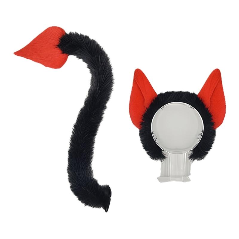 Devil Horns Headbands and Tail Set Halloween Devil Costume Accessories for Carnivals Halloween Christmas Cosplay Parties
