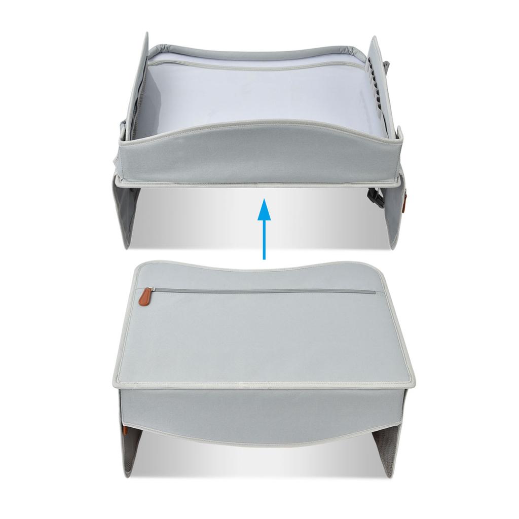 Baby Kids Car Seat Travel Tray Waterproof Safety Seat Play Snack Draw Table Organizer Storage 16.9*14.3*11.8 Inch Portable Table
