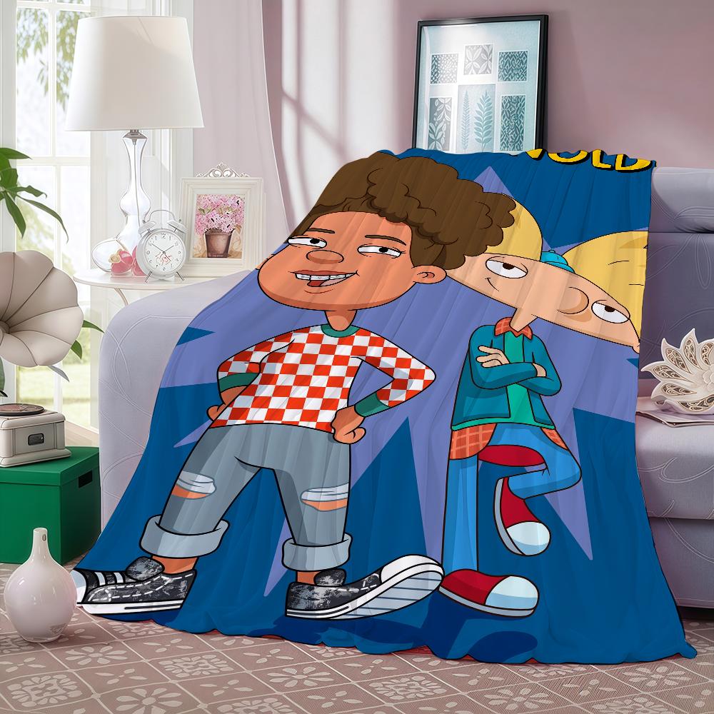 Cartoon H-Hey A-Arnold Comedy Funny Blanket Warm And Soft Suitable For Bedroom Living Room Sofa Bed Office Travel Camping