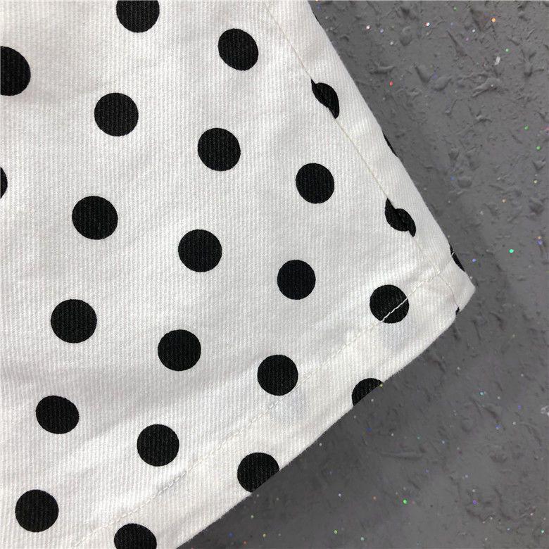 2025 Spring/Summer Women's Polka Dot High Waist Denim Shorts - Trendy Hong Kong Style, Washed Cotton, Wide Leg Fit