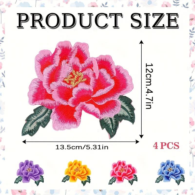 4 Pcs Rose Flower Embroidered Patches Floral Iron on Fabric Jeans Patches Sew on Clothing Patches Appliques for Hats Clothes Bags Shoes DIY Crafts