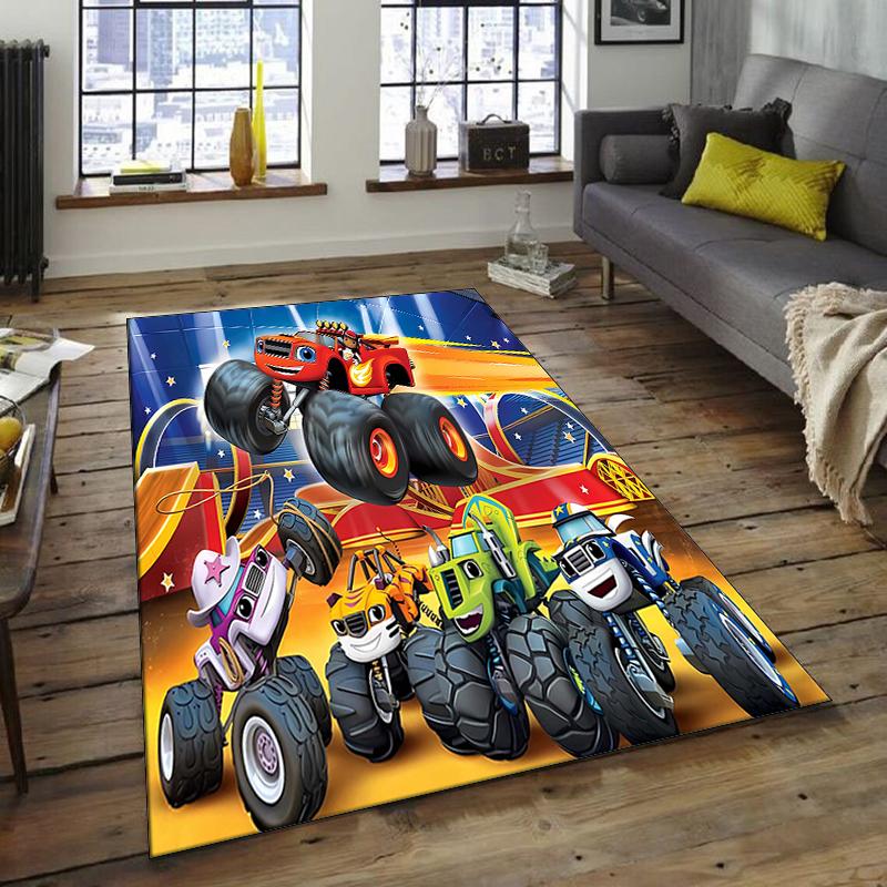 1pc Blaze and the Monster Machines (4) Design Area Rug - Non-Slip, Soft & Cozy Floor Mat for Living Room, Bedroom, Office - Indoor/Outdoor Decorative