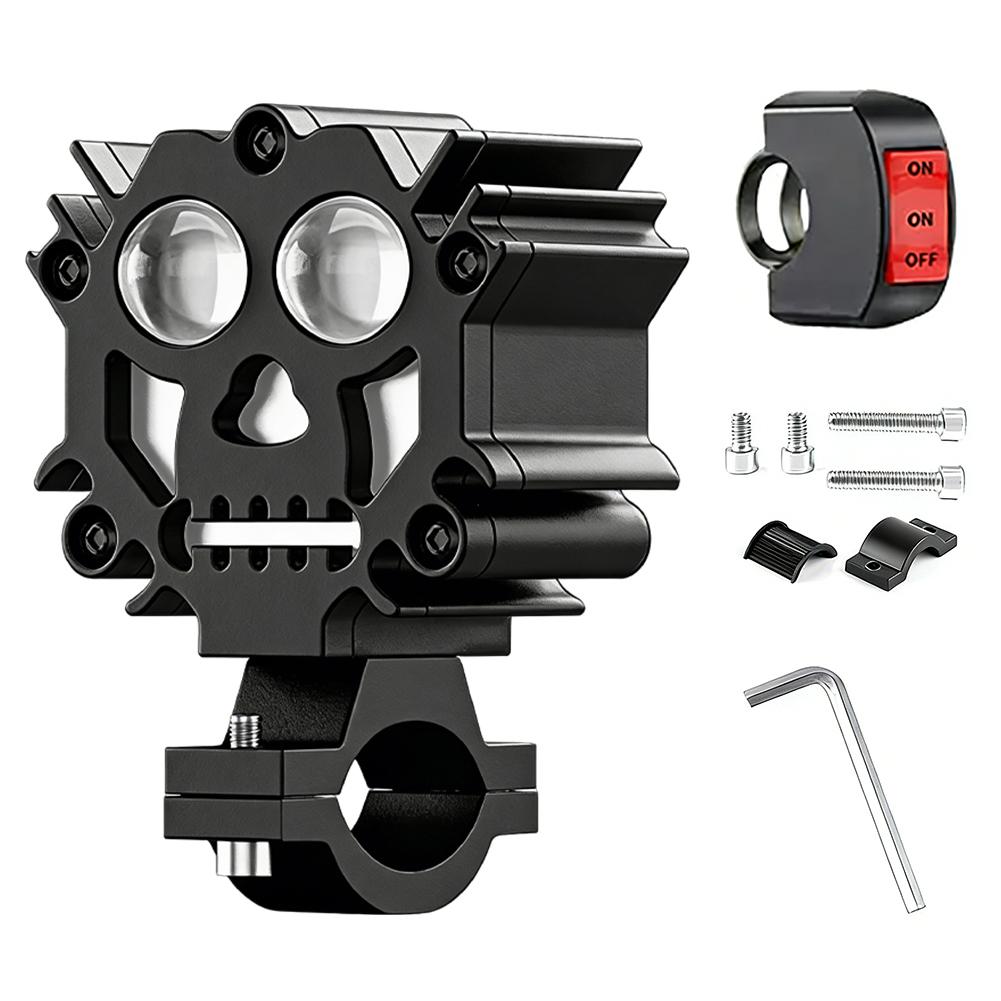 Motorcycle Ultra Bright LED Front Headlight External Modification 12v 60 Strong Light Lens Paving Spotlight Universal чёрный