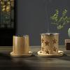 Bamboo Candle Holder Aromatherapy Heating Holder with Stainless Steel Strainer Incense Burner for Yoga SPA Aromatherapy